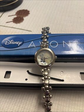 Disney Silver-tone Mickey Mouse Floral Link Bracelet Watch